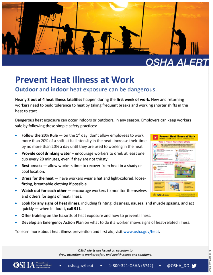 Heat Illness Prevention Campaign - Employer Responsibilities | OSHA.gov ...